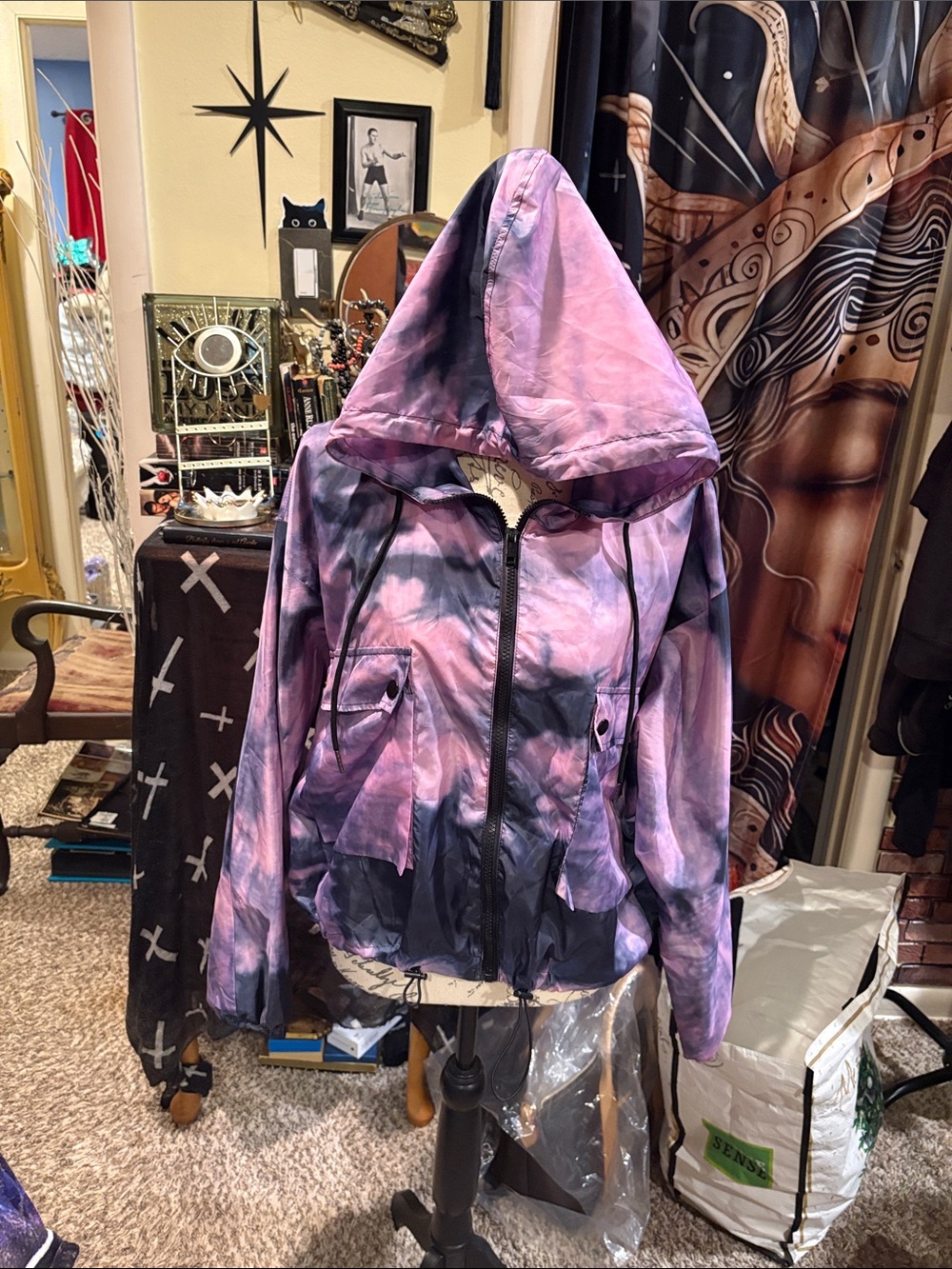 wild fable Purple and Pink Tie-Dye Hooded Utility Jacket